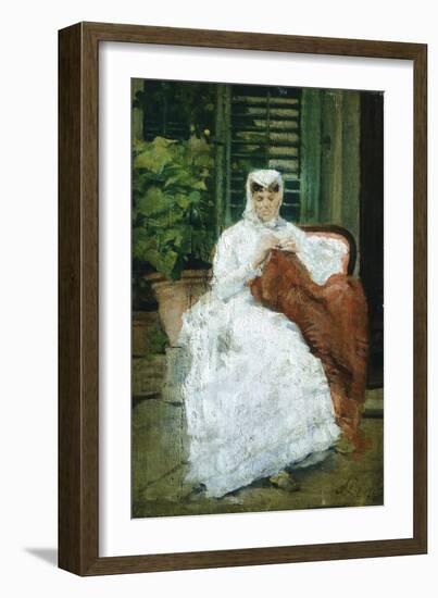 Lady Sewing-Silvestro Lega-Framed Giclee Print