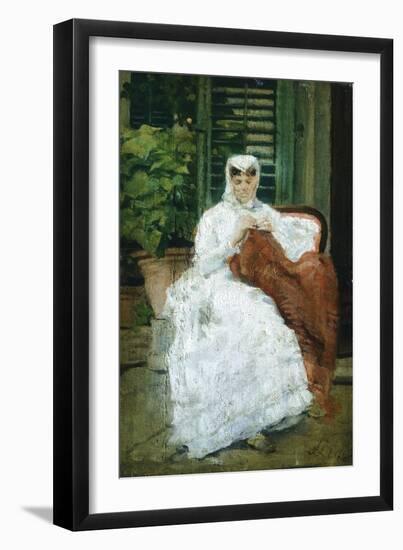 Lady Sewing-Silvestro Lega-Framed Giclee Print