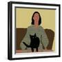 Lady Sitting with Black Cat.-Sharyn Bursic-Framed Photographic Print