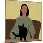 Lady Sitting with Black Cat.-Sharyn Bursic-Mounted Photographic Print