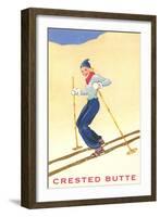 Lady Skier at Crested Butte, Colorado-null-Framed Art Print