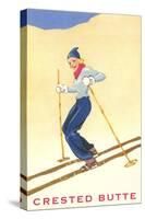 Lady Skier at Crested Butte, Colorado-null-Stretched Canvas