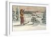 Lady Skier Looking Down Slope-null-Framed Art Print
