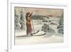 Lady Skier Looking Down Slope-null-Framed Art Print