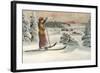 Lady Skier Looking Down Slope-null-Framed Art Print