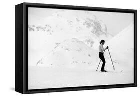 Lady Skier-null-Framed Stretched Canvas