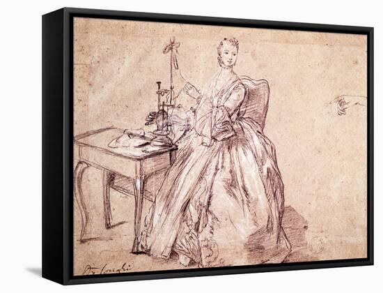 Lady Spinning Thread-Pietro Longhi-Framed Stretched Canvas