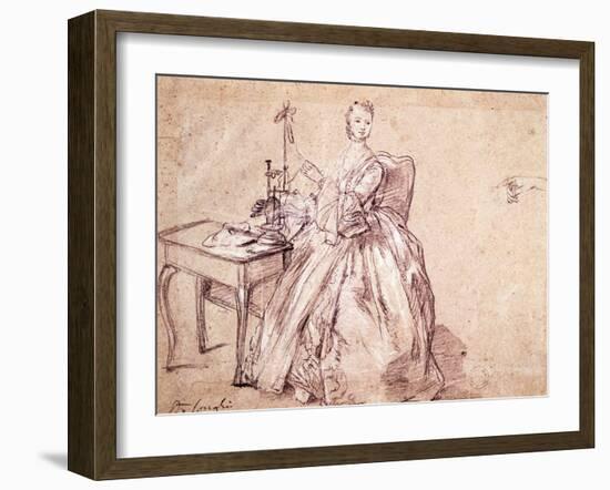 Lady Spinning Thread-Pietro Longhi-Framed Giclee Print