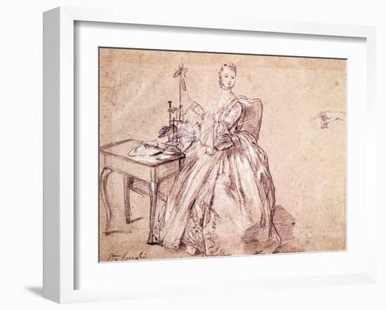 Lady Spinning Thread-Pietro Longhi-Framed Giclee Print