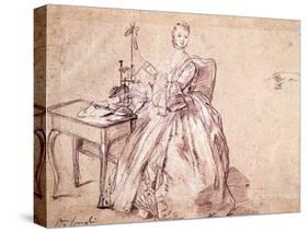 Lady Spinning Thread-Pietro Longhi-Stretched Canvas