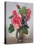 Lady Sylvia Roses in a Silver Vase-Albert Williams-Stretched Canvas