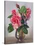 Lady Sylvia Roses in a Silver Vase-Albert Williams-Stretched Canvas