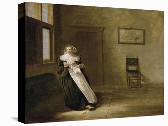 Lady tearing up a letter-Dirck Hals-Stretched Canvas