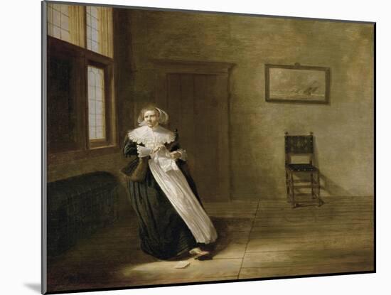 Lady tearing up a letter-Dirck Hals-Mounted Giclee Print
