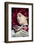 Lady, Teen with a Red Apple Lying, Tale Scene-outsiderzone-Framed Photographic Print