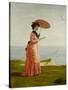 Lady Tennyson on Afton Downs, Freshwater Bay, Isle of Wight-Valentine Cameron Prinsep-Stretched Canvas