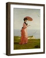 Lady Tennyson on Afton Downs, Freshwater Bay, Isle of Wight-Valentine Cameron Prinsep-Framed Giclee Print