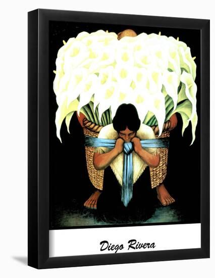 Lady W/ Basket of Lillies Diego Rivera ART PRINT POSTER-null-Framed Poster
