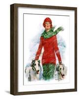 "Lady Walking Dogs in Snow,"December 11, 1926-William Haskell Coffin-Framed Giclee Print