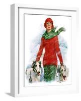 "Lady Walking Dogs in Snow,"December 11, 1926-William Haskell Coffin-Framed Giclee Print