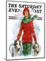 "Lady Walking Dogs in Snow," Saturday Evening Post Cover, December 11, 1926-William Haskell Coffin-Mounted Giclee Print