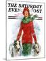 "Lady Walking Dogs in Snow," Saturday Evening Post Cover, December 11, 1926-William Haskell Coffin-Mounted Giclee Print