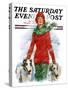 "Lady Walking Dogs in Snow," Saturday Evening Post Cover, December 11, 1926-William Haskell Coffin-Stretched Canvas