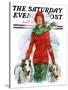 "Lady Walking Dogs in Snow," Saturday Evening Post Cover, December 11, 1926-William Haskell Coffin-Stretched Canvas