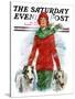 "Lady Walking Dogs in Snow," Saturday Evening Post Cover, December 11, 1926-William Haskell Coffin-Stretched Canvas