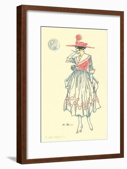 Lady Watching Large Bubble-null-Framed Art Print