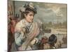 Lady Watching the Oxford and Cambridge Boat Race, C 1890-null-Mounted Giclee Print