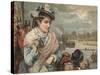 Lady Watching the Oxford and Cambridge Boat Race, C 1890-null-Stretched Canvas