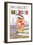 Lady Waterskiing in Sombrero-null-Framed Art Print