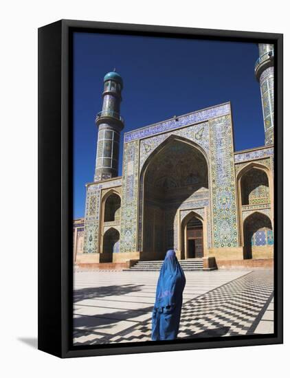 Lady Wearing a Blue Burqua Outside the Friday Mosque (Masjet-E Jam), Herat, Afghanistan-Jane Sweeney-Framed Stretched Canvas