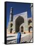 Lady Wearing a Blue Burqua Outside the Friday Mosque (Masjet-E Jam), Herat, Afghanistan-Jane Sweeney-Framed Stretched Canvas