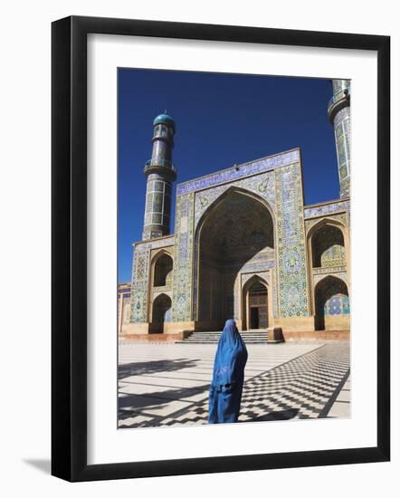 Lady Wearing a Blue Burqua Outside the Friday Mosque (Masjet-E Jam), Herat, Afghanistan-Jane Sweeney-Framed Photographic Print