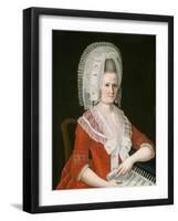 Lady Wearing a Large White Cap, c.1780-American School-Framed Giclee Print