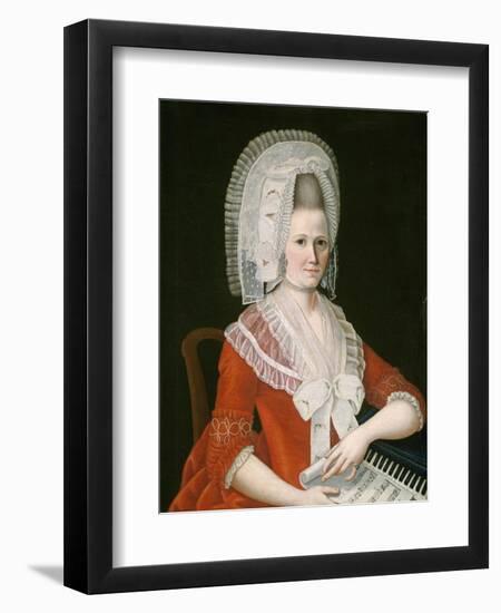 Lady Wearing a Large White Cap, c.1780-American School-Framed Giclee Print