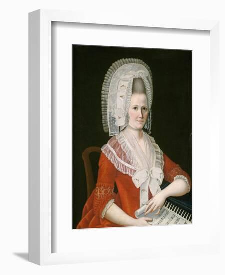 Lady Wearing a Large White Cap, c.1780-American School-Framed Giclee Print