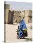 Lady Wearing Burqa Walks Past Houses Within the Ancient Walls of the Citadel, Ghazni, Afghanistan-Jane Sweeney-Stretched Canvas