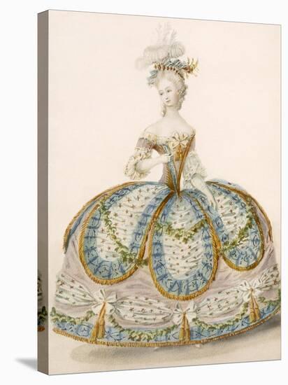 Lady Wearing Dress for a Royal Occasion, Design Attr. to Anvorious, Pub. April 1796-French-Stretched Canvas