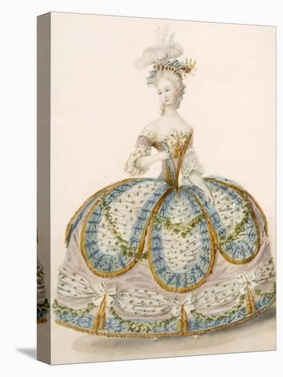 Lady Wearing Dress for a Royal Occasion, Design Attr. to Anvorious, Pub. April 1796-French-Stretched Canvas