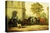 Lady Williams-Wynn's Favourite Phaeton, Ponies, Horses & Dogs at the Front Entrance at Wynnstay-Edward Lloyd-Stretched Canvas