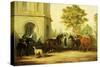 Lady Williams-Wynn's Favourite Phaeton, Ponies, Horses & Dogs at the Front Entrance at Wynnstay-Edward Lloyd-Stretched Canvas