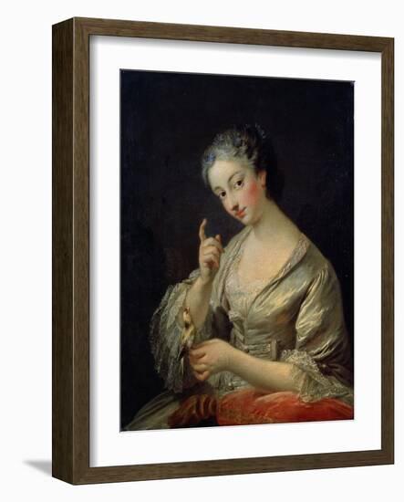 Lady with a Bird, 18th Century-Louis Michel Van Loo-Framed Giclee Print