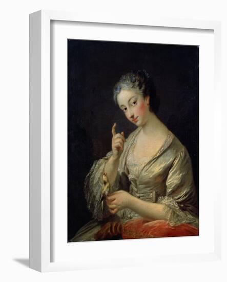 Lady with a Bird, 18th Century-Louis Michel Van Loo-Framed Giclee Print