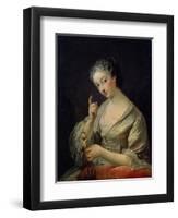 Lady with a Bird, 18th Century-Louis Michel Van Loo-Framed Giclee Print