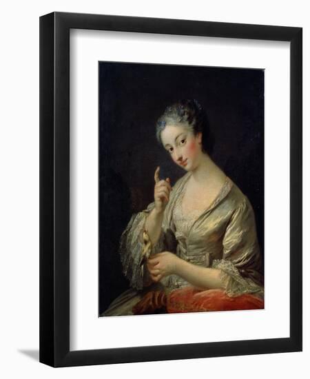 Lady with a Bird, 18th Century-Louis Michel Van Loo-Framed Giclee Print