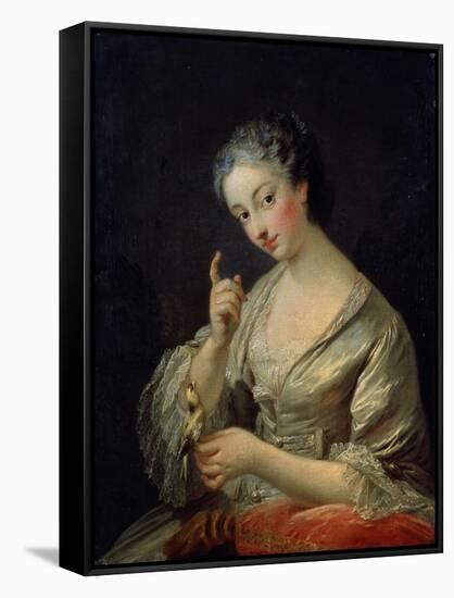 Lady with a Bird, 18th Century-Louis Michel Van Loo-Framed Stretched Canvas