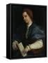 Lady with a Book of Petrarch's Rhyme, 1528-Andrea del Sarto-Framed Stretched Canvas